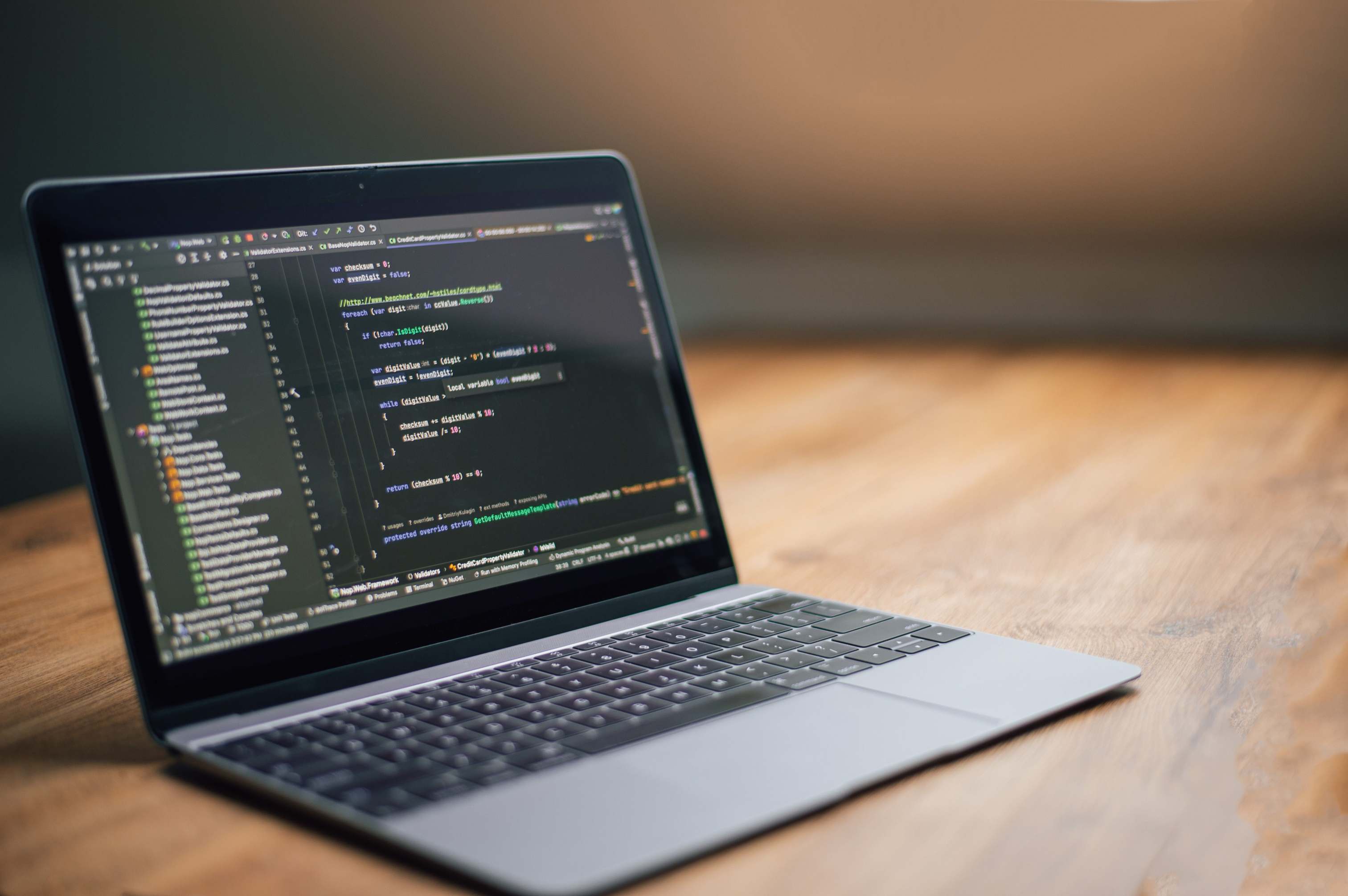 Developer workstation with code on screen during a review session
